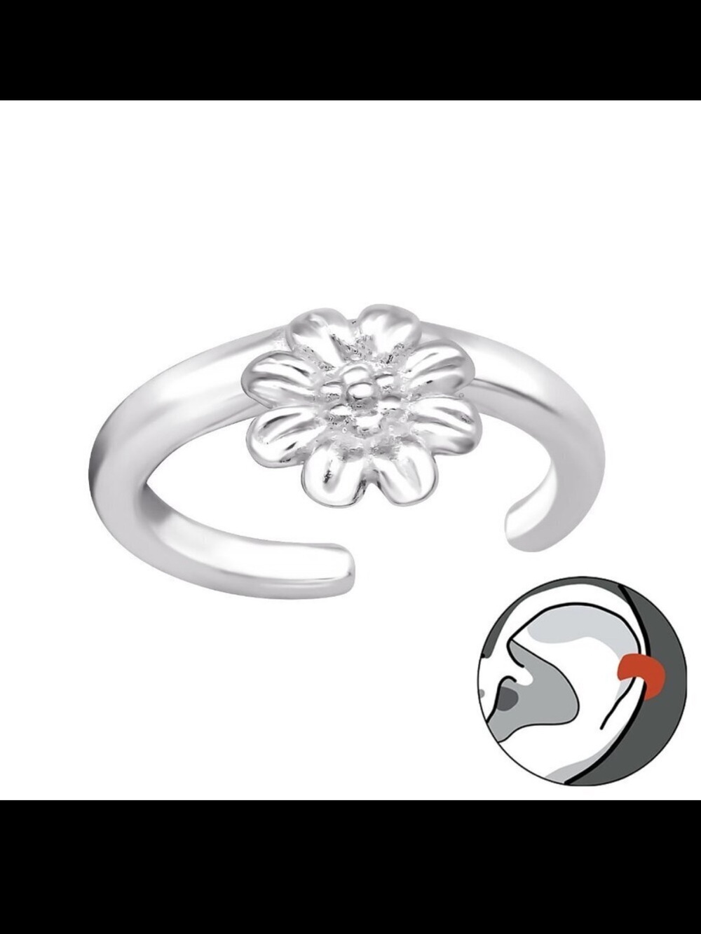 Sterling Silver Floral Ear Cuff 10mm | No Pierce